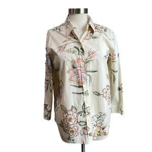 Lauren Ralph Lauren Cotton Mu Casa Floral Button Down Blouse Size Large